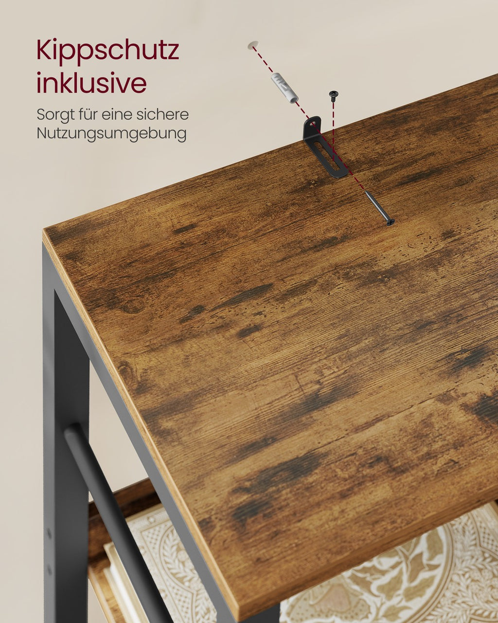Bücherregal mit 6 Ebenen 30 x 40 x 178 cm Industrie-Design vintagebraun-tintenschwarz