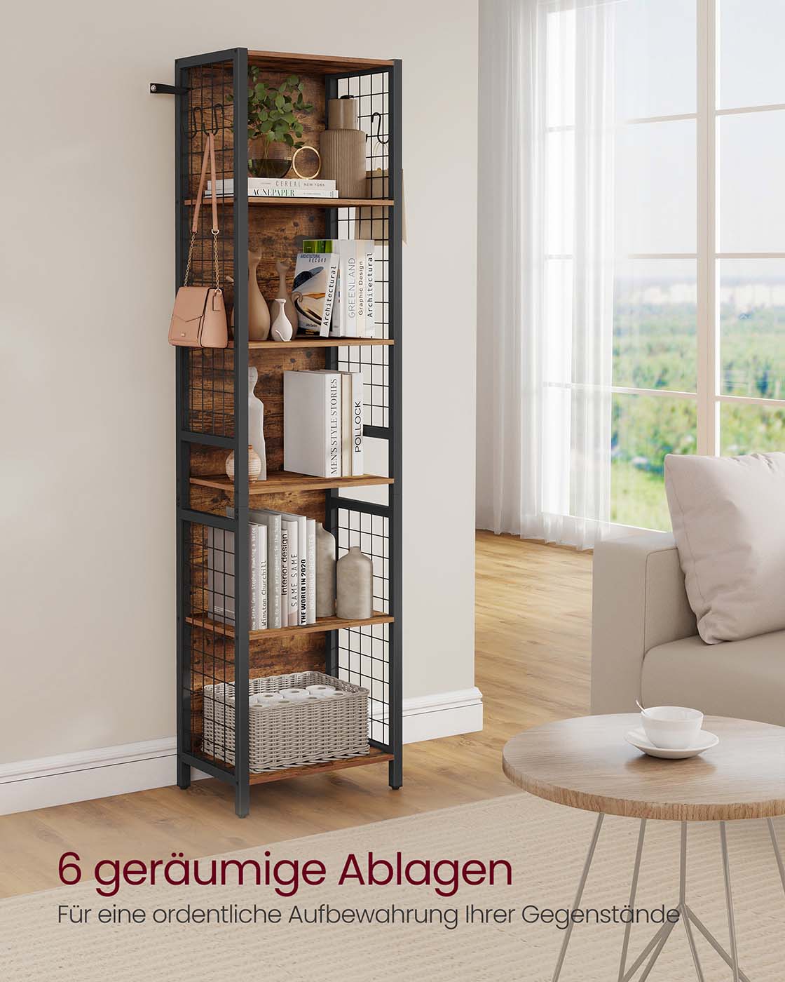 Standregal mit 5 Ablagen und S-Haken