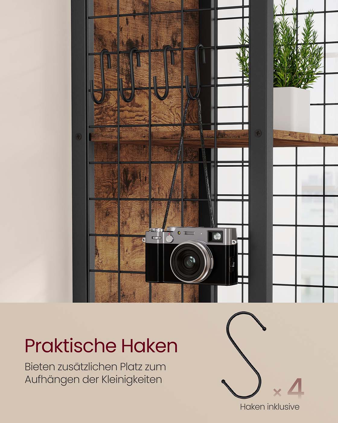 Standregal mit 5 Ablagen und S-Haken