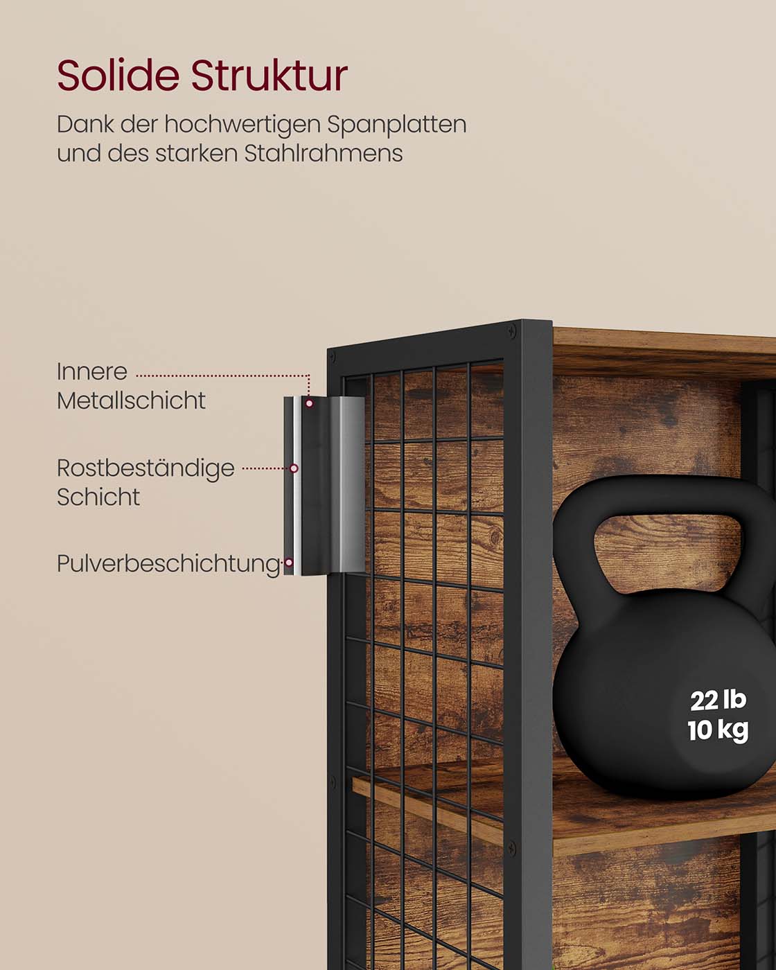 Standregal mit 5 Ablagen und S-Haken