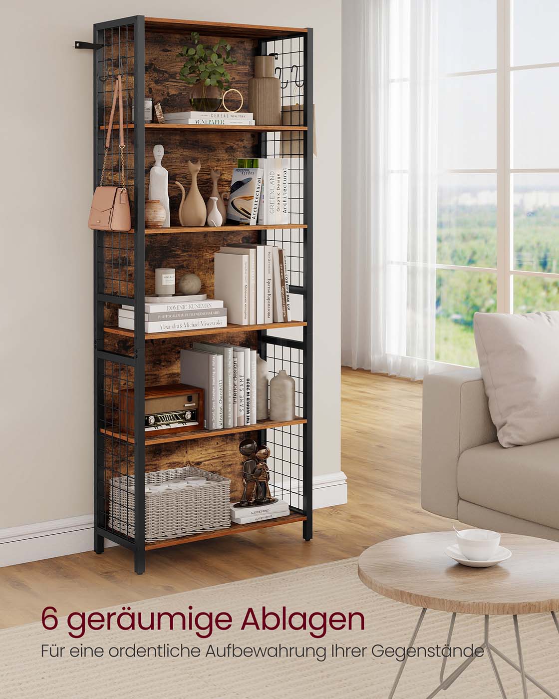 Standregal mit 5 Ablagen und S-Haken