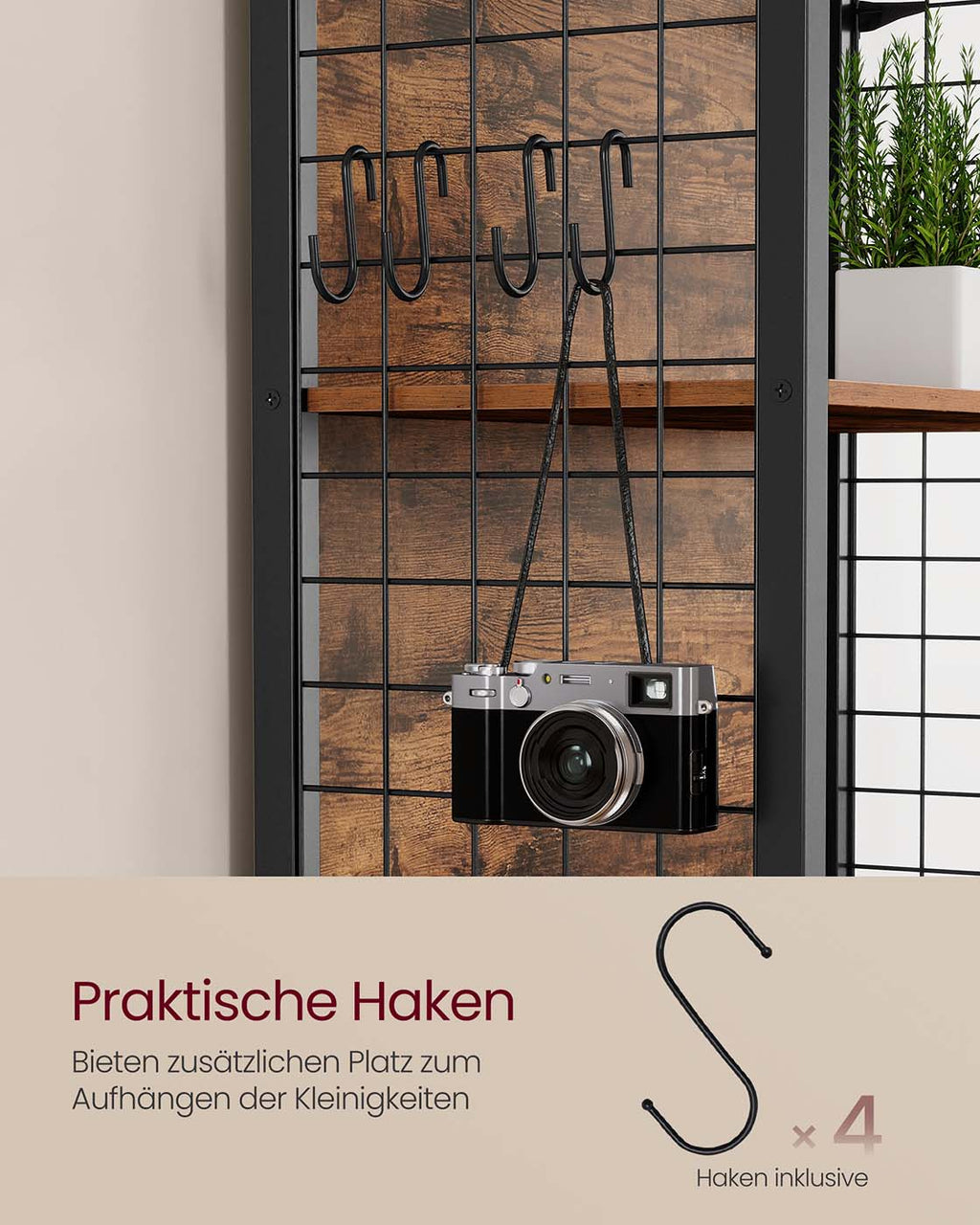 Standregal mit 5 Ablagen und S-Haken