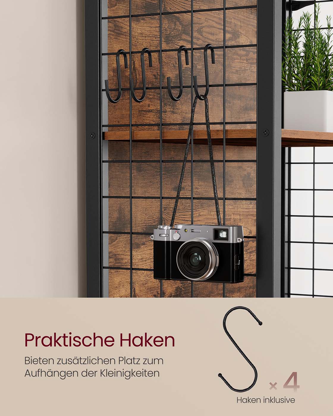 Standregal mit 5 Ablagen und S-Haken