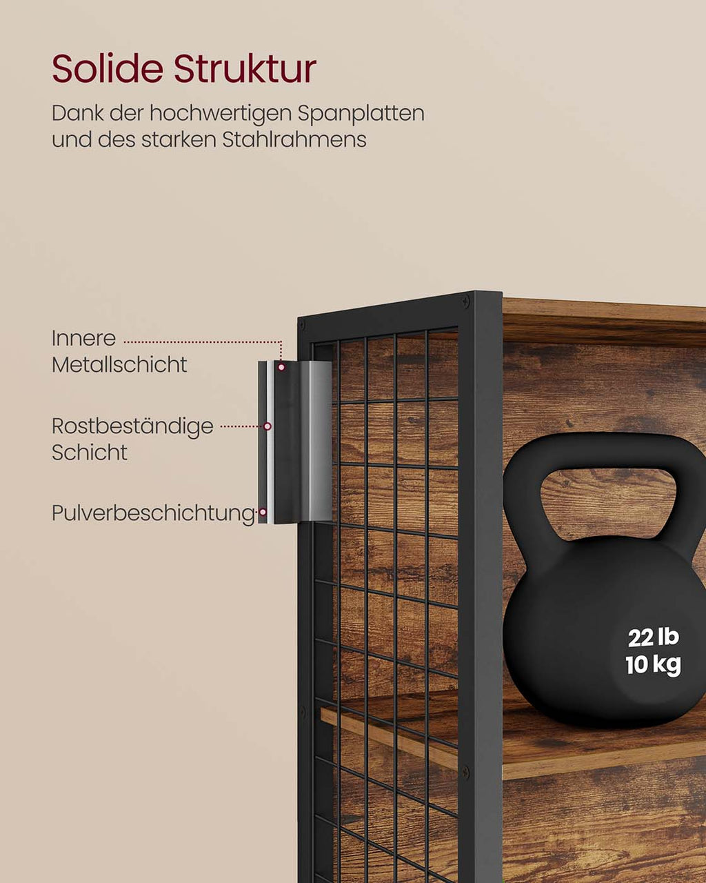 Standregal mit 5 Ablagen und S-Haken