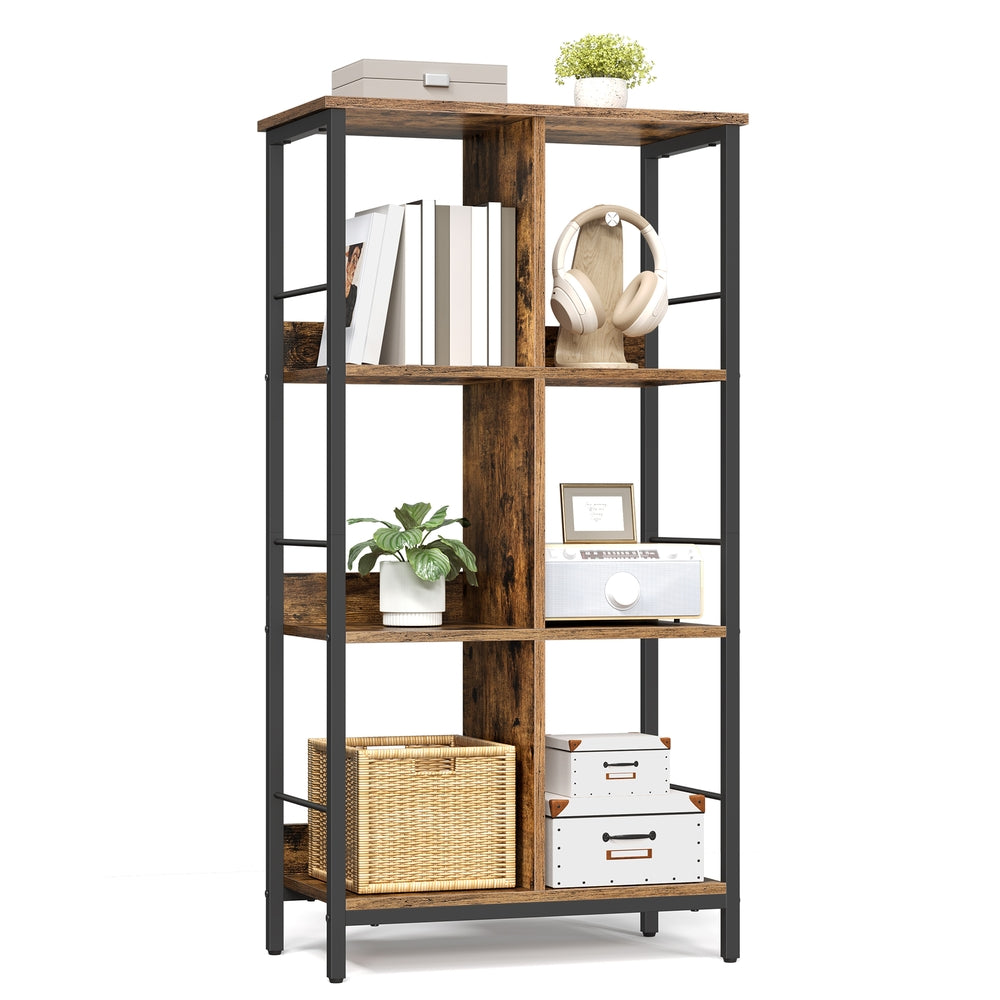 VASAGLE Regal mit 3 Ebenen, Bücherregal, Standregal mit 6 Fächern, für Wohnzimmer, Schlafzimmer, Arbeitszimmer, Küche, 30 x 60 x 114 cm, vintagebraun-tintenschwarz LLS178KD01