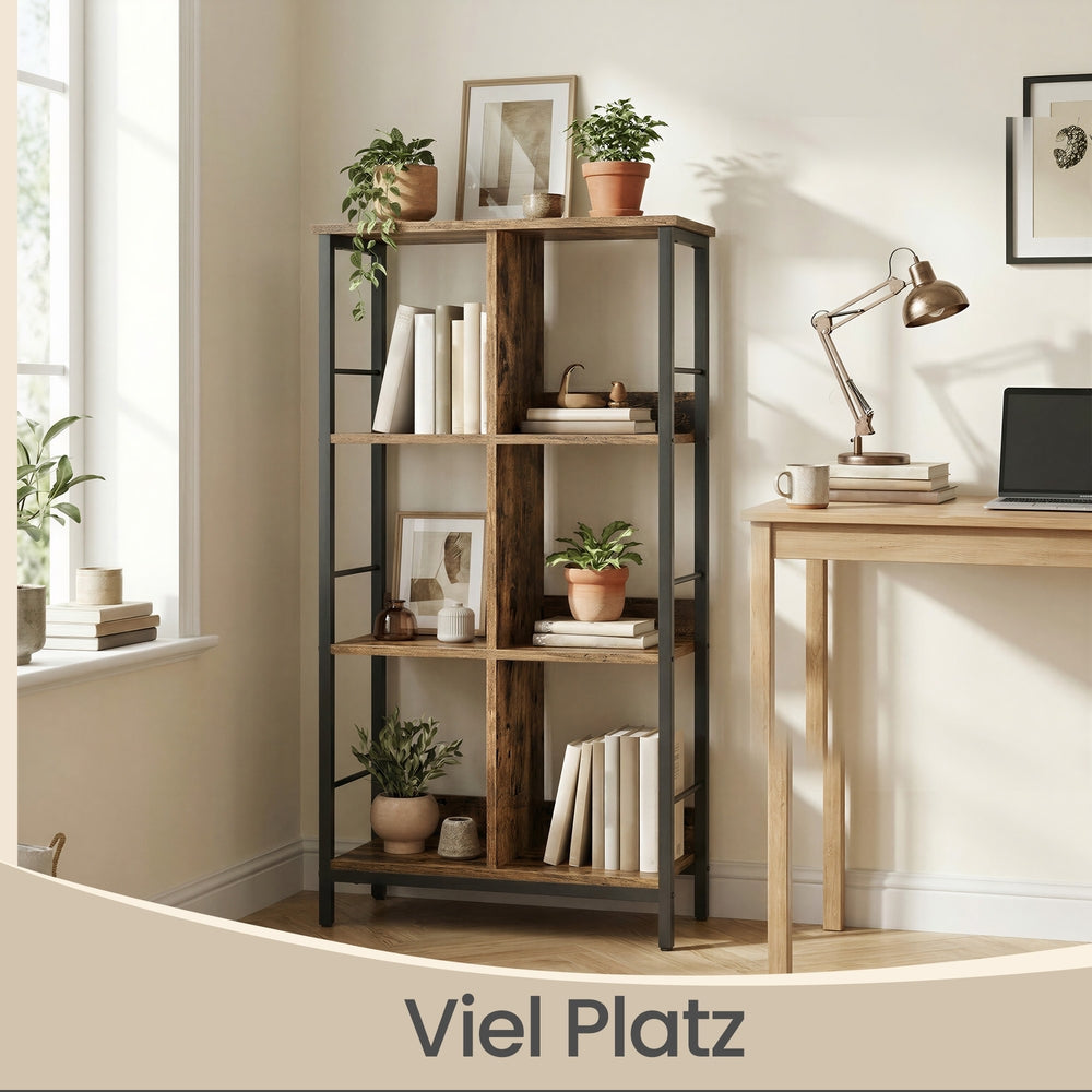 Regal mit 3 Ebenen, 6 Fächern, Bücherregal
