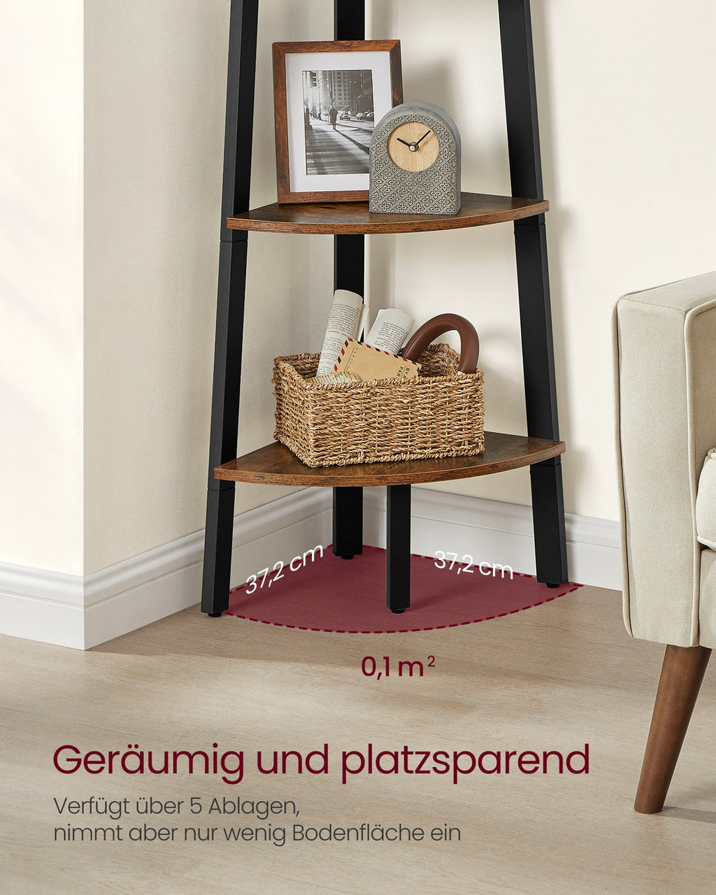 Industrie-Design Eckregal 5 Ablagen