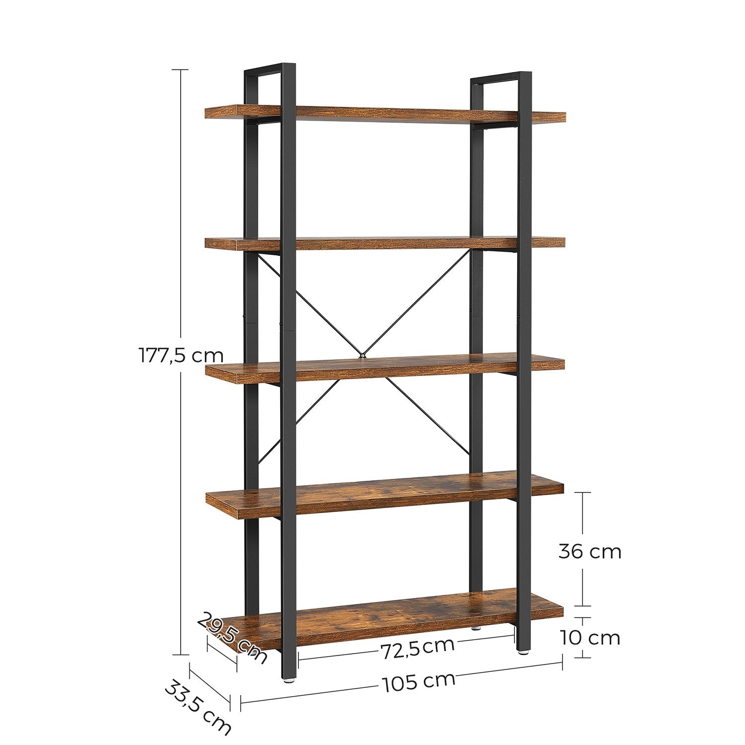 Stabiles Standregal mit 5 Regalebenen