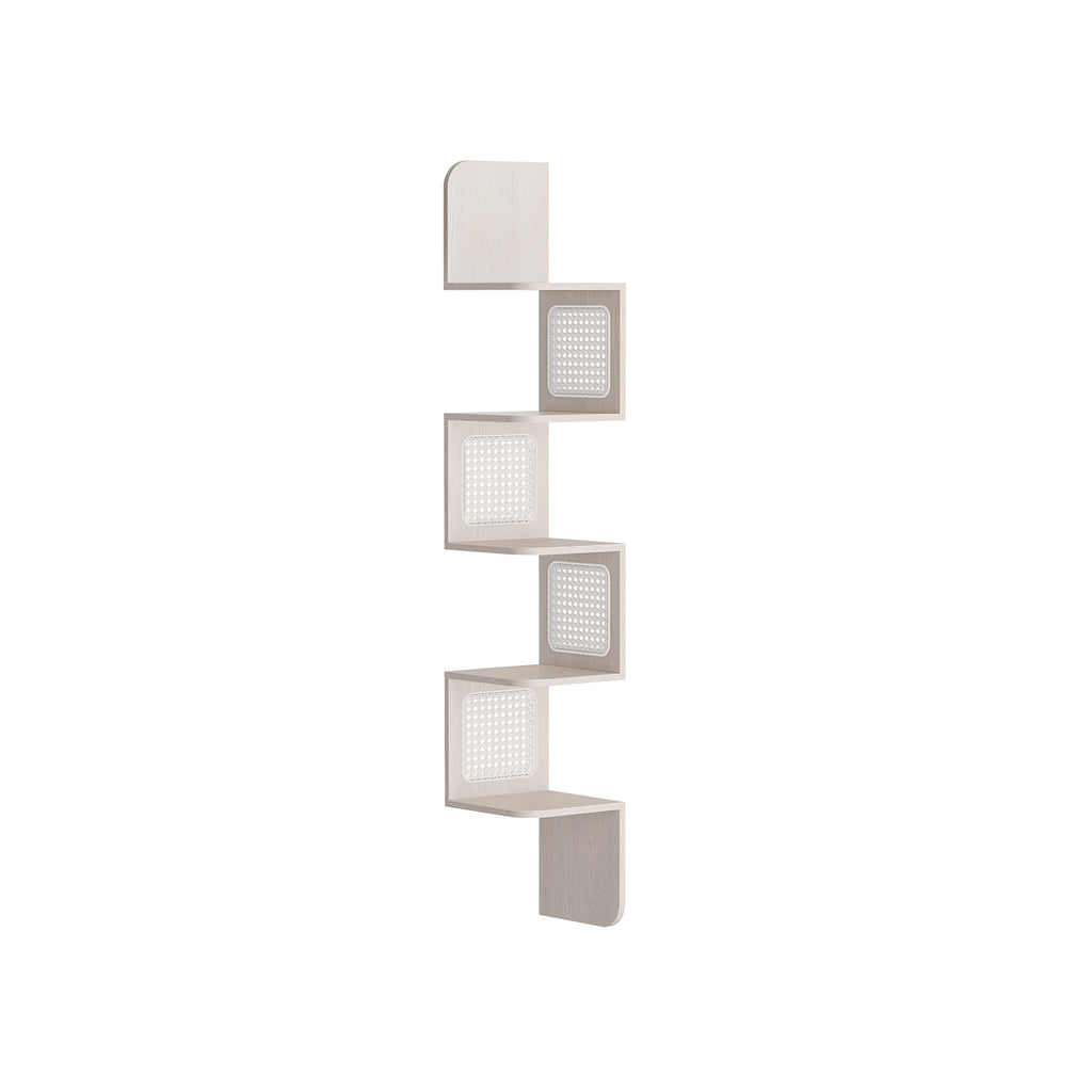 Eckregal mit 5 Ebenen in Zickzack-Form haferflockenbeige