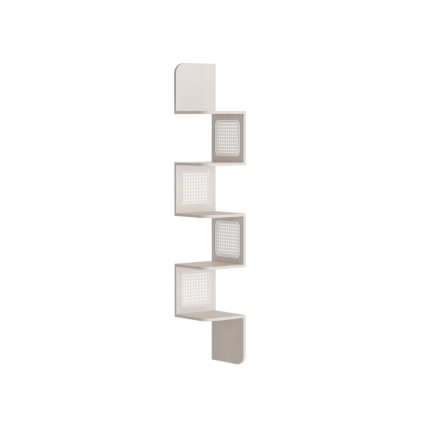 Eckregal mit 5 Ebenen in Zickzack-Form haferflockenbeige
