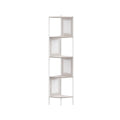 Eckregal mit 5 Ebenen und Rattan-Seitenplatten haferflockenbeige