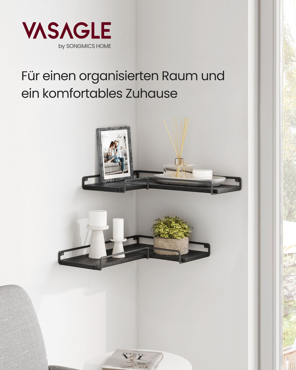 L-förmiges Eckregal Industrie-Design schwarz