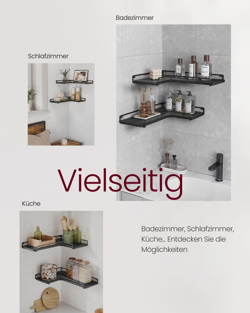 L-förmiges Eckregal Industrie-Design schwarz