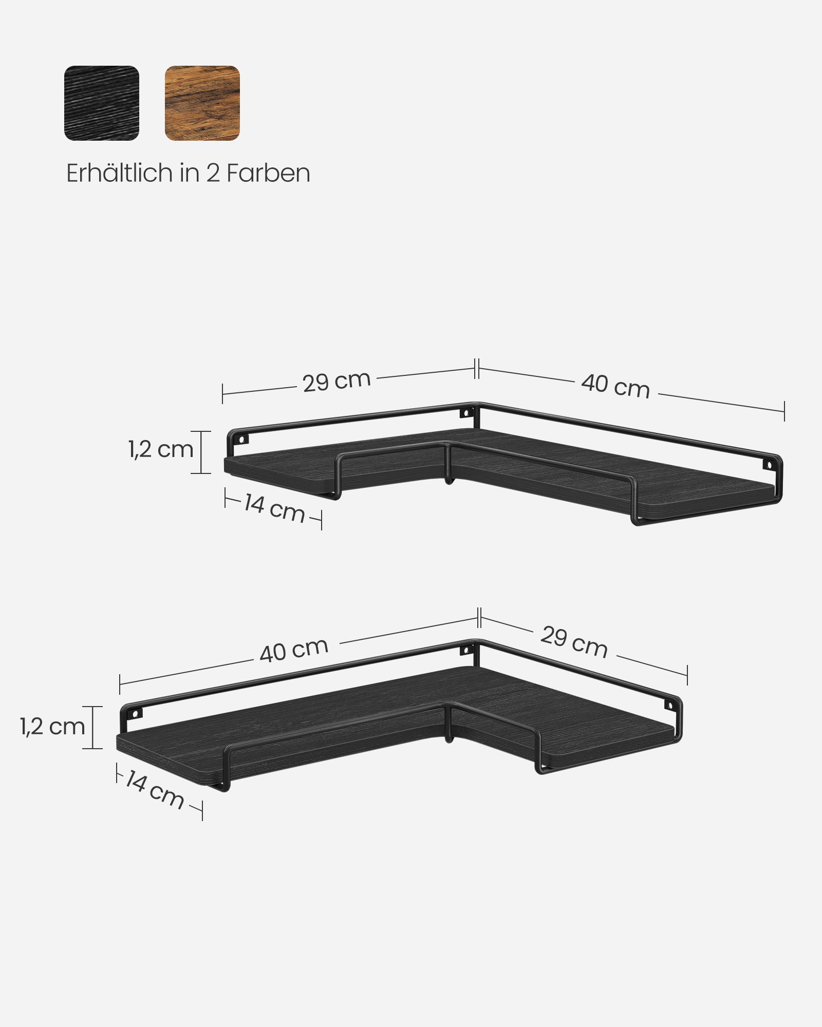 L-förmiges Eckregal Industrie-Design schwarz