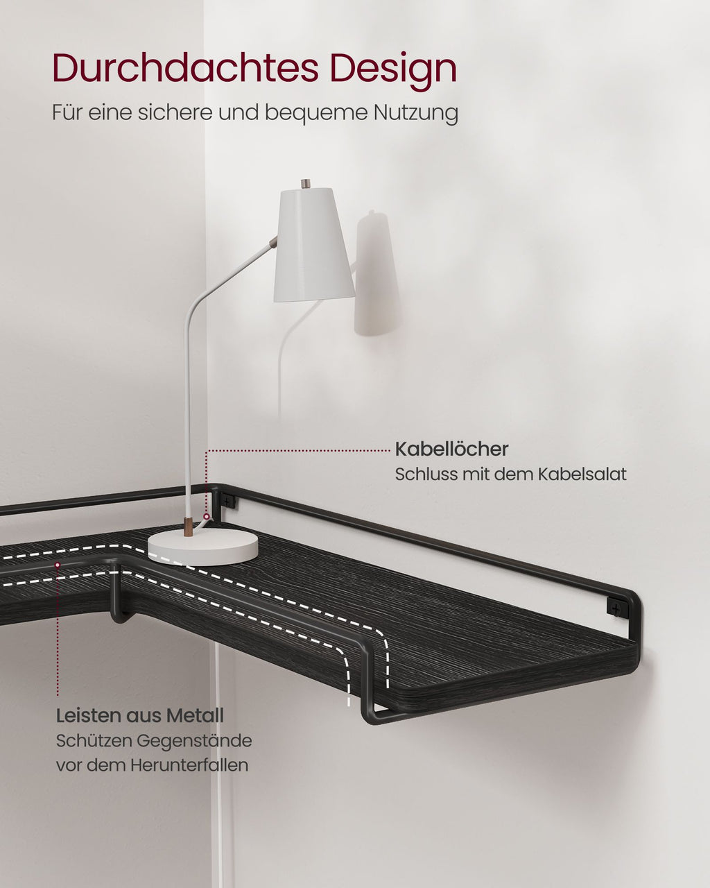 L-förmiges Eckregal Industrie-Design schwarz
