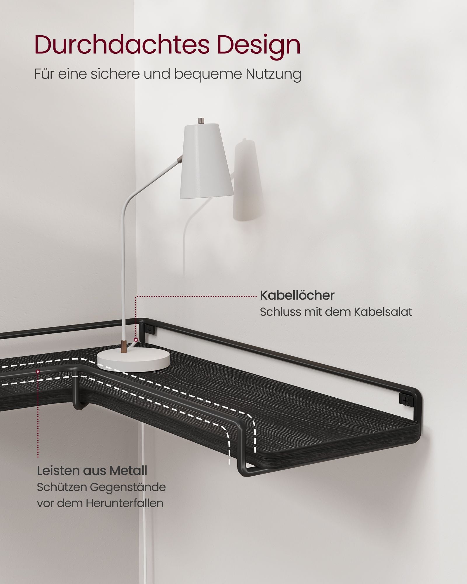 L-förmiges Eckregal Industrie-Design schwarz
