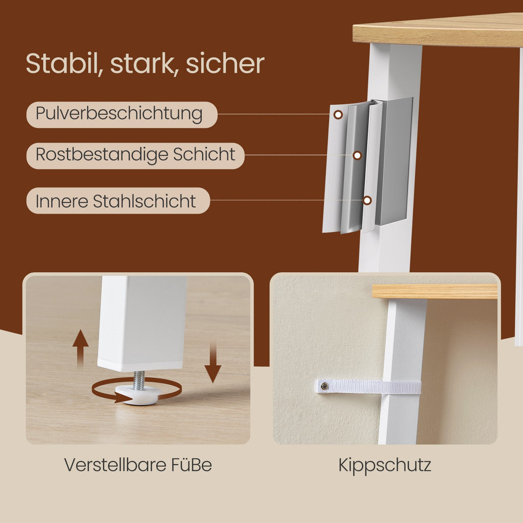 Bücherregal 5 Ebenen industriell natureichenfarben-mattweiß