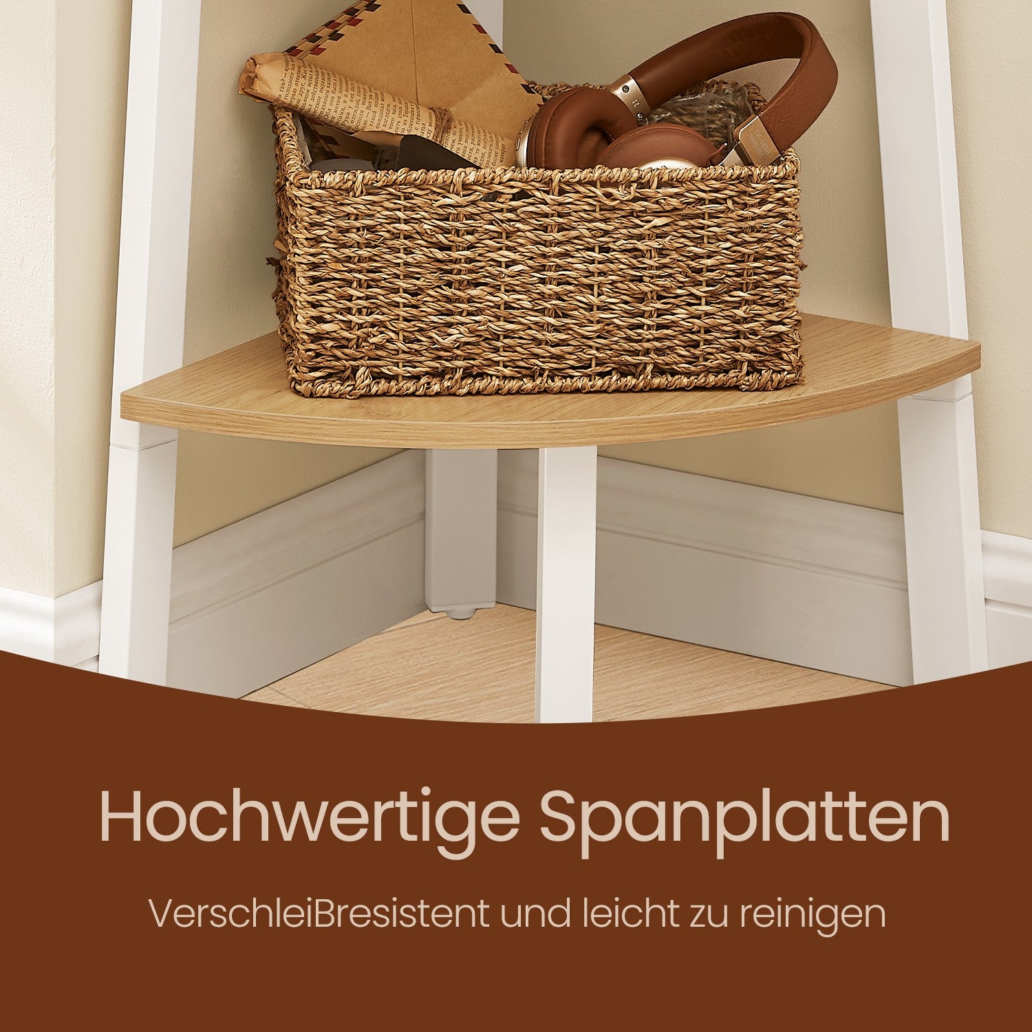 Bücherregal 5 Ebenen industriell natureichenfarben-mattweiß