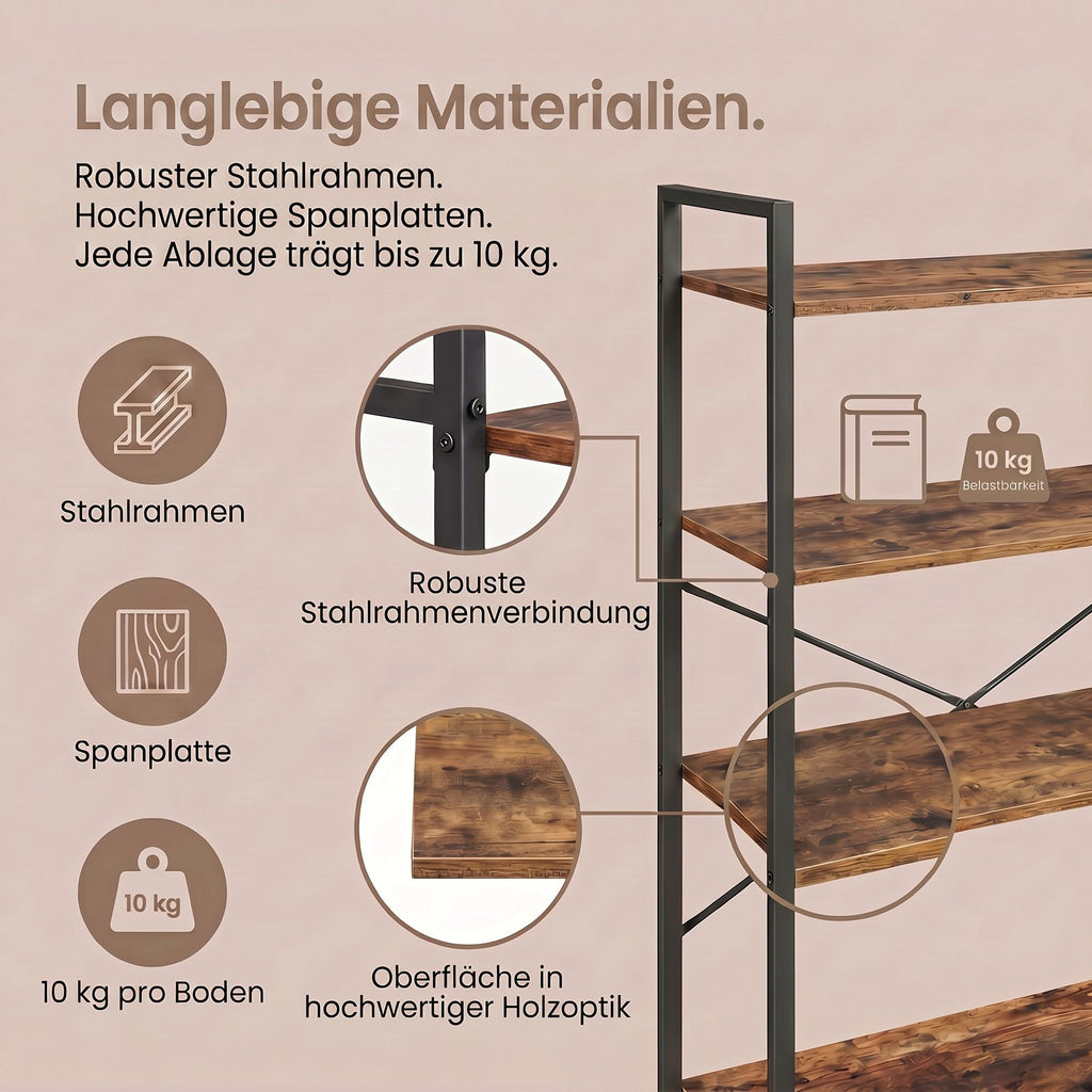 Aufbewahrungsregal, Standregal 5 Ebenen, freistehend