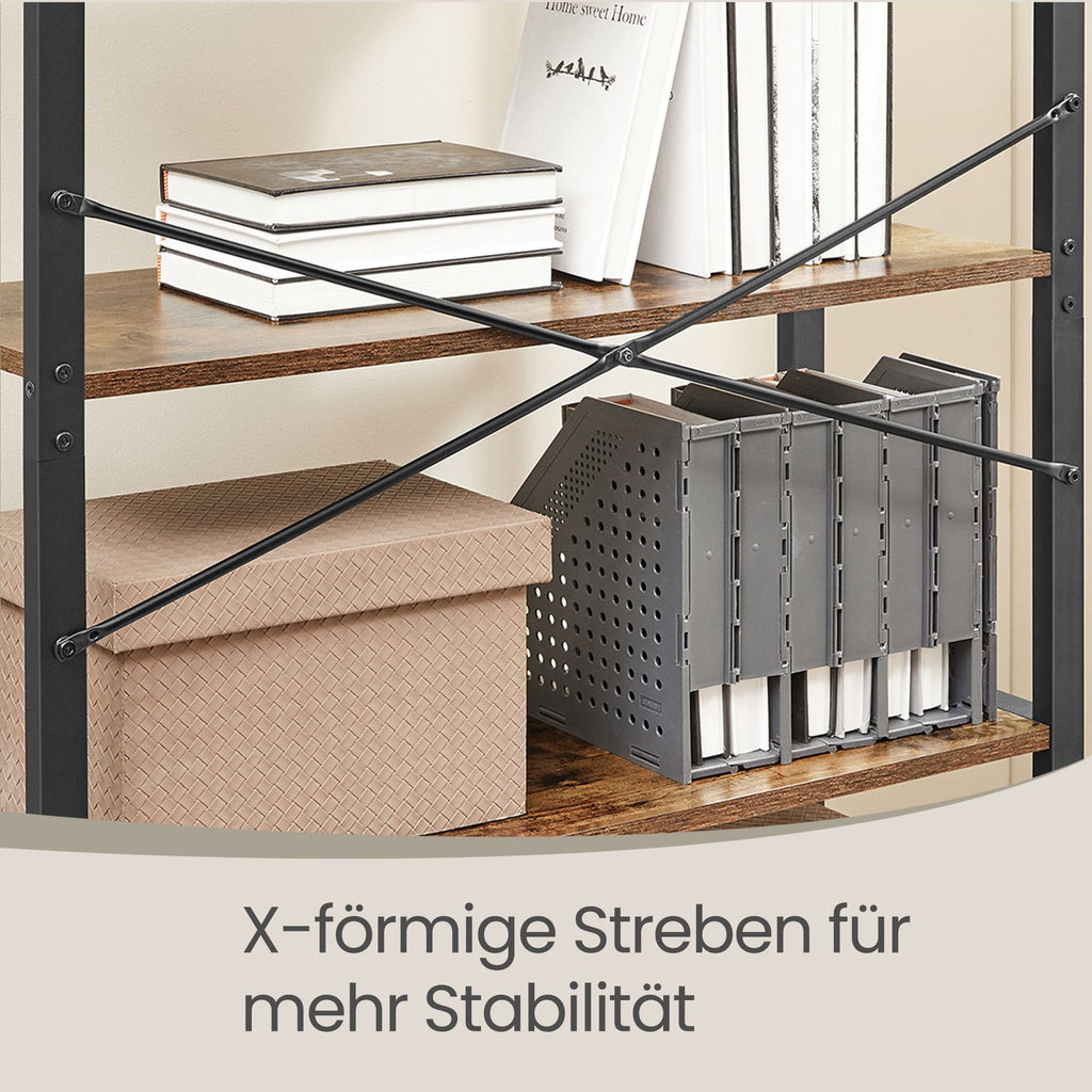 Bücherregal 6 Ebenen, Standregal mit Stahlrahmen, freistehendes Regal