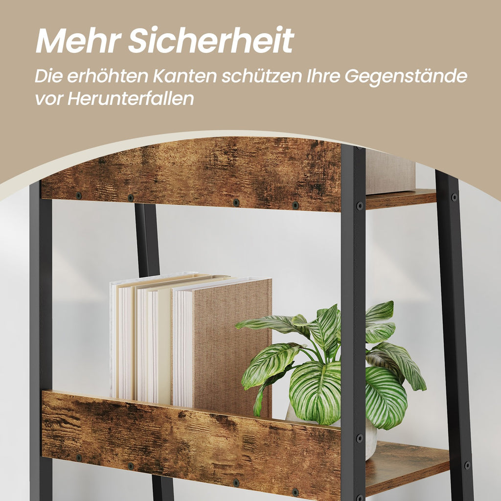 5-stöckiges Bücherregal, Leiterregal, schmales Regal