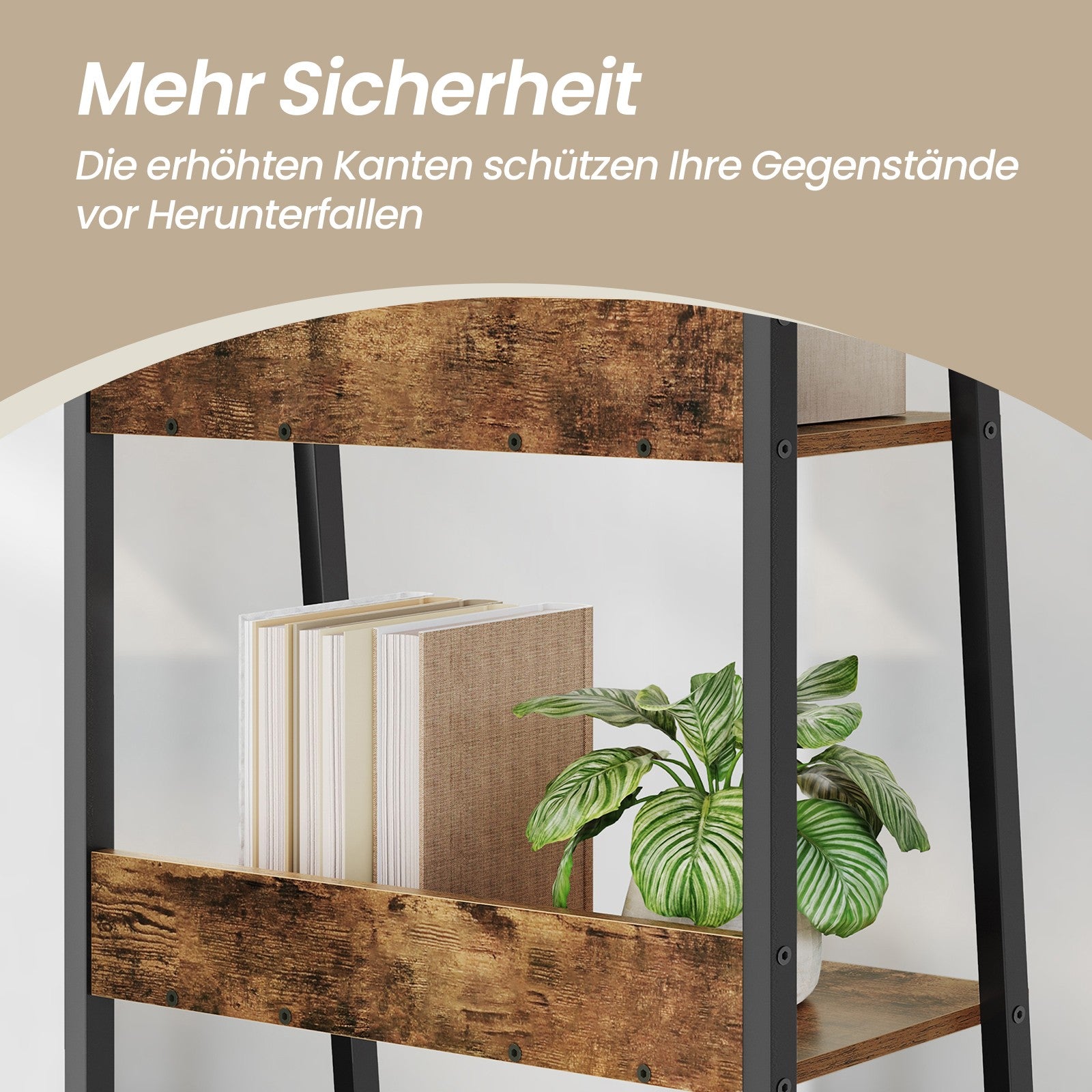 5-stöckiges Bücherregal, Leiterregal, schmales Regal