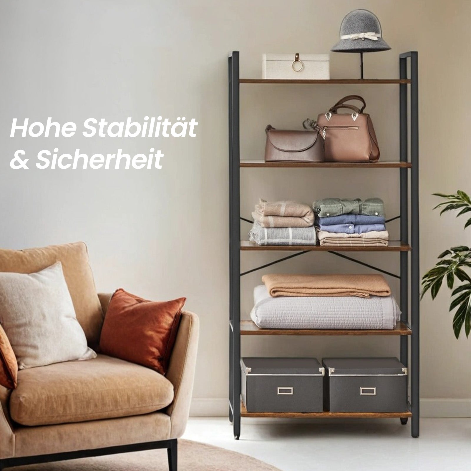 Regal, Bücherregal, mit 5 Ebenen