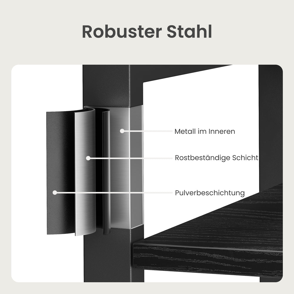 Bücherregal 6 Ebenen, Standregal mit Stahlrahmen, freistehendes Regal