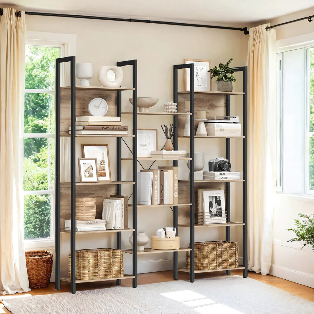 Bücherregal, Standregal mit 14 Ablagen, Regal mit Metallrahmen