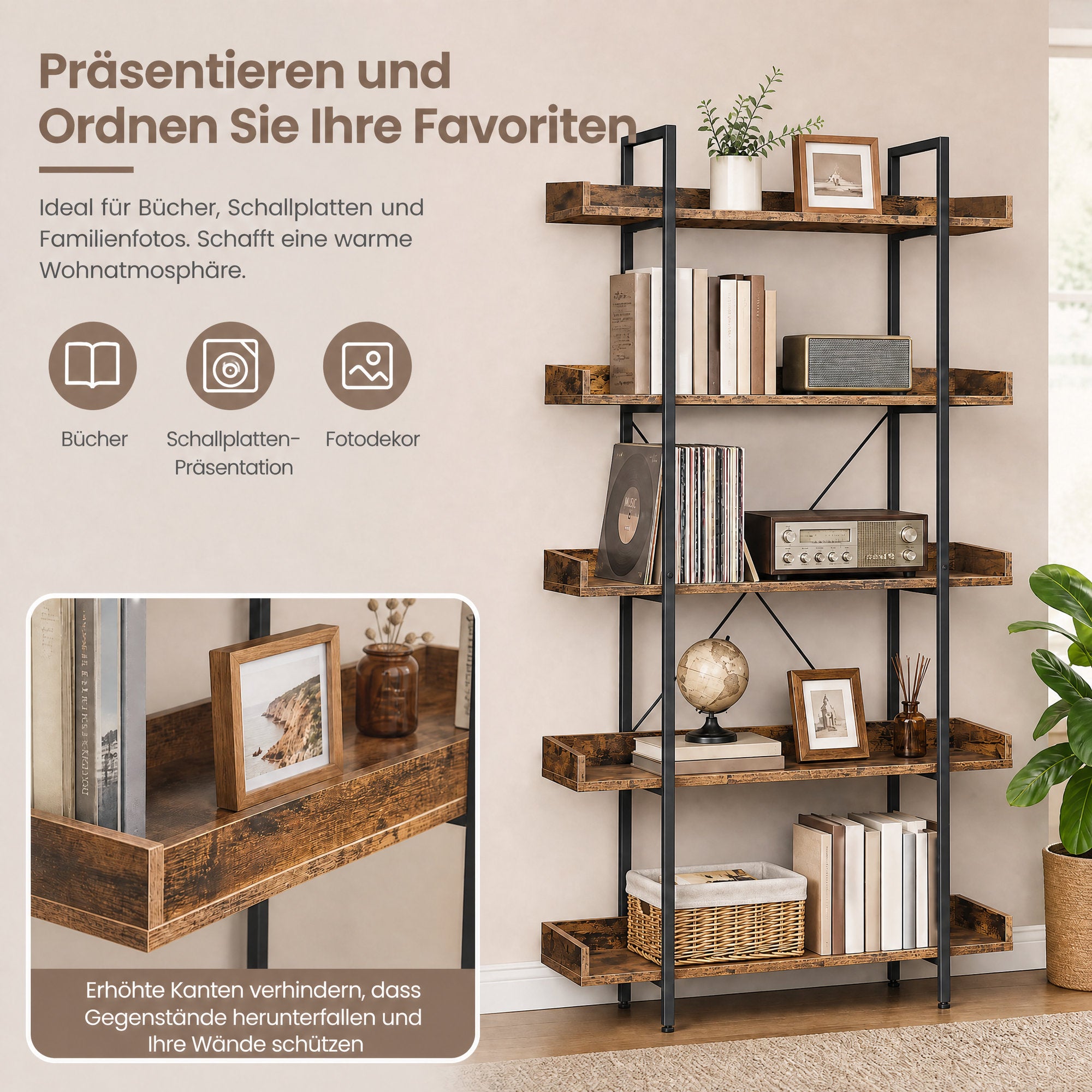 Bücherregal mit 5 Ebenen