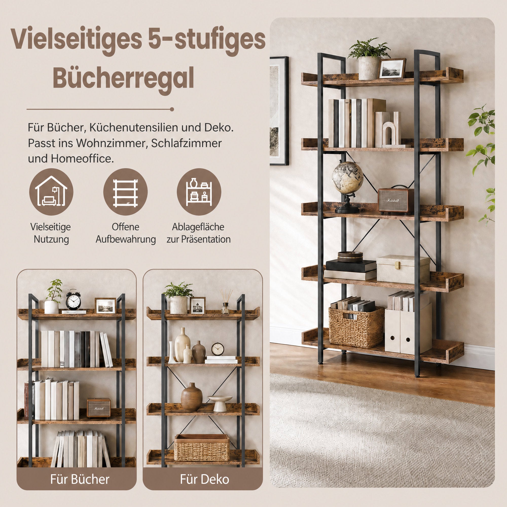 Bücherregal mit 5 Ebenen