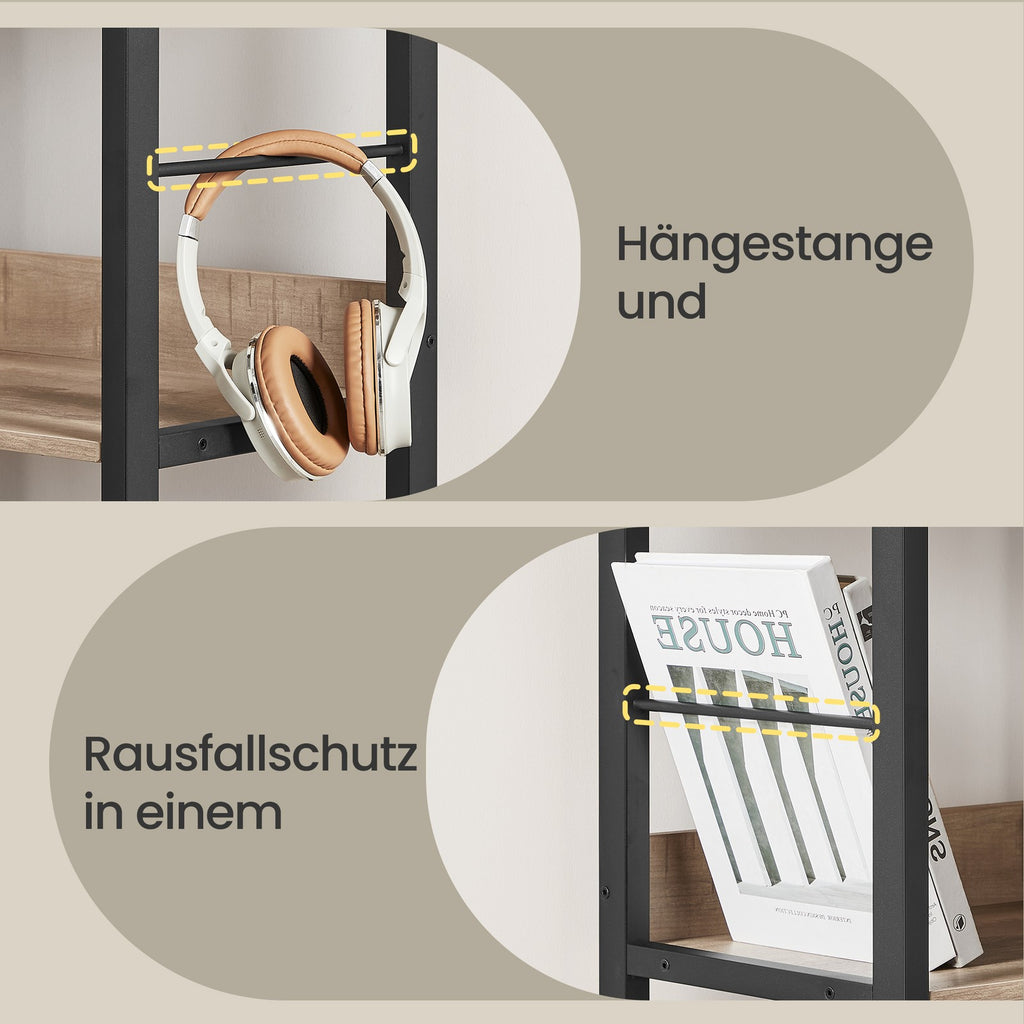 Standregal, Bücherregal mit 9 Fächern, braun-schwarz