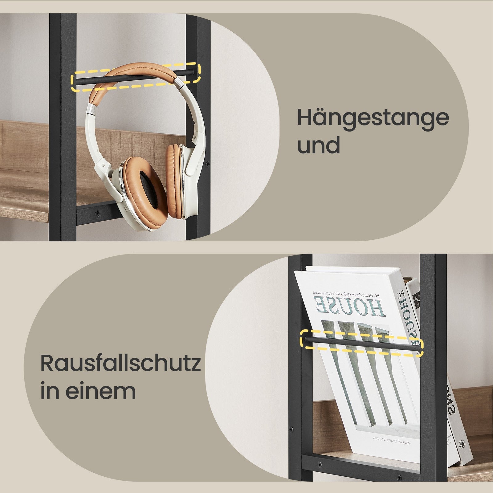 Standregal, Bücherregal mit 9 Fächern, braun-schwarz