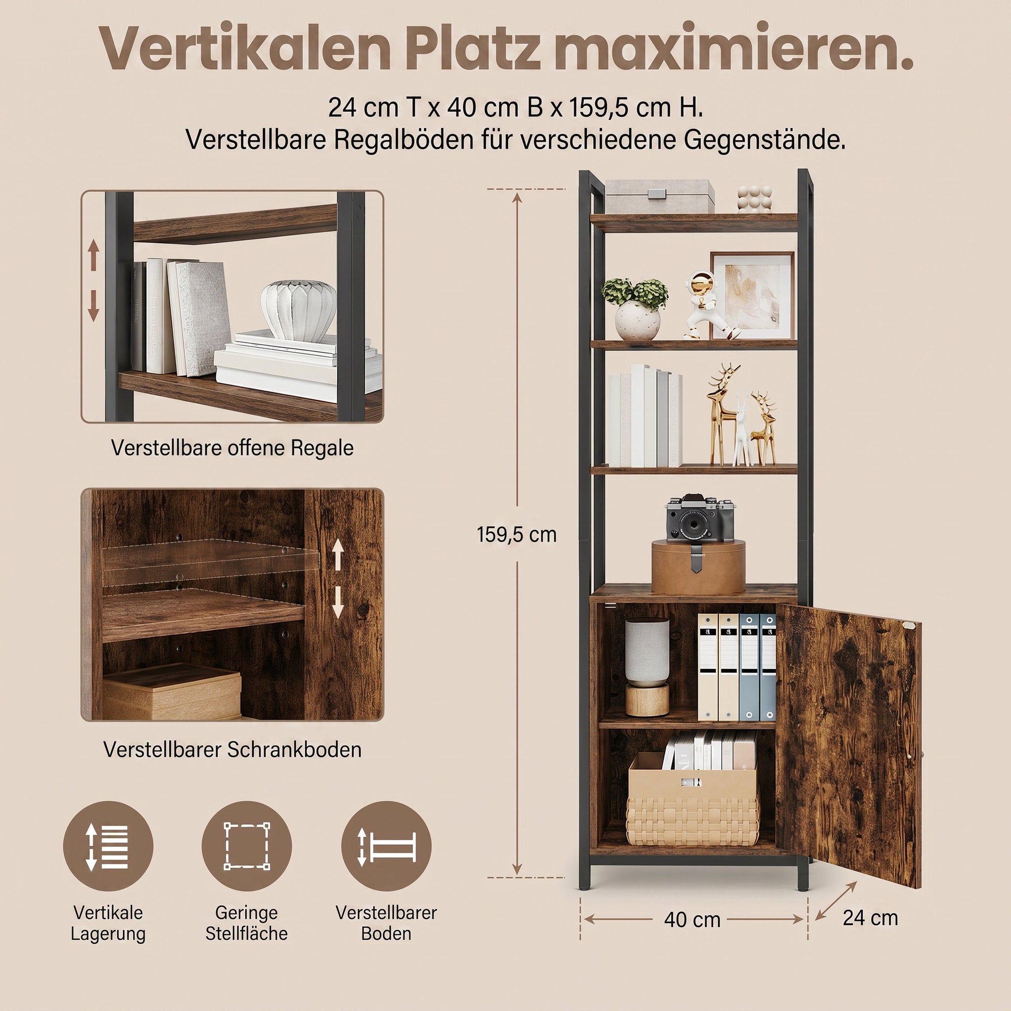 Bücherregal, 6 Ebenen, Regal