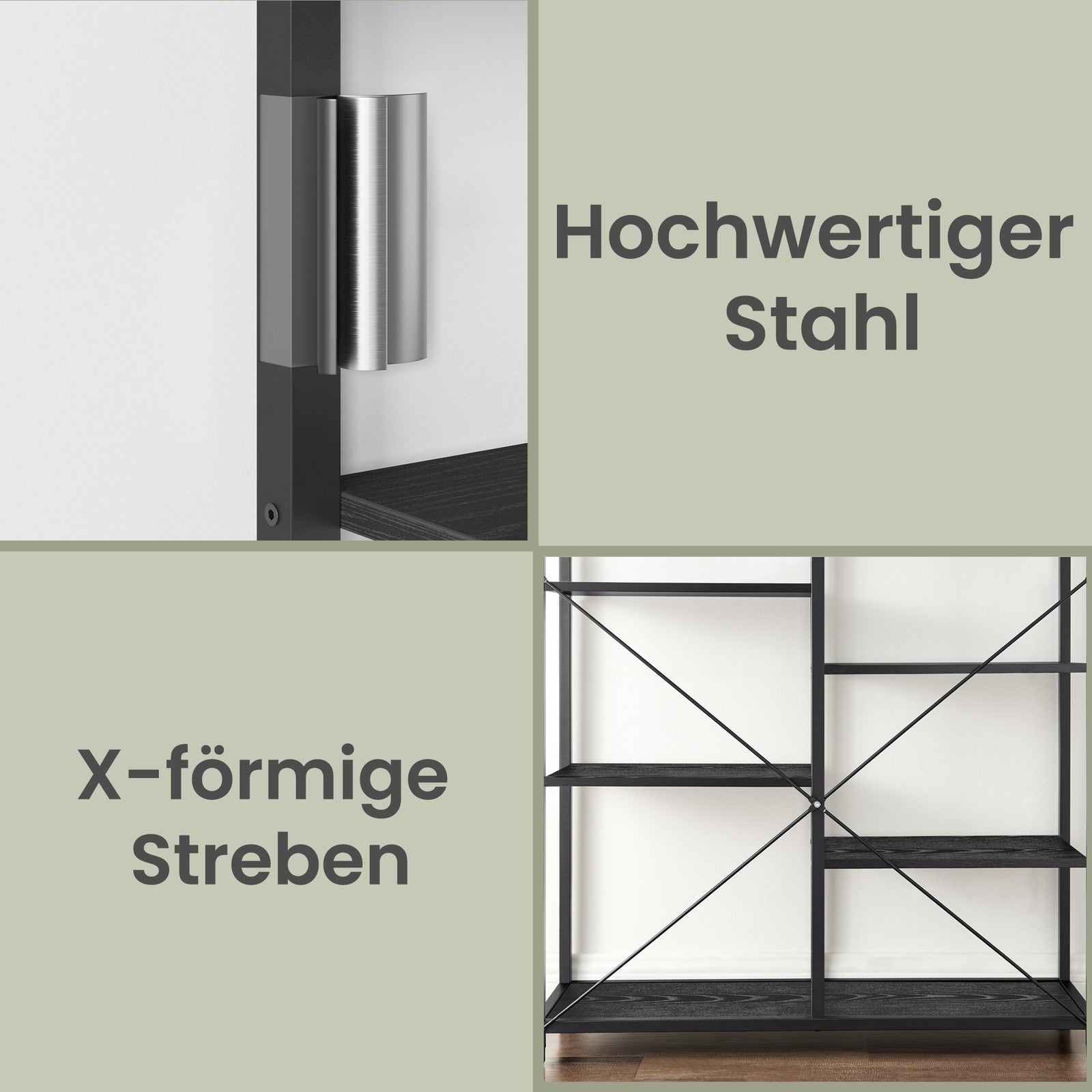 Bücherregal mit 5 Ebenen, Aufbewahrungsregal, einfacher Aufbau