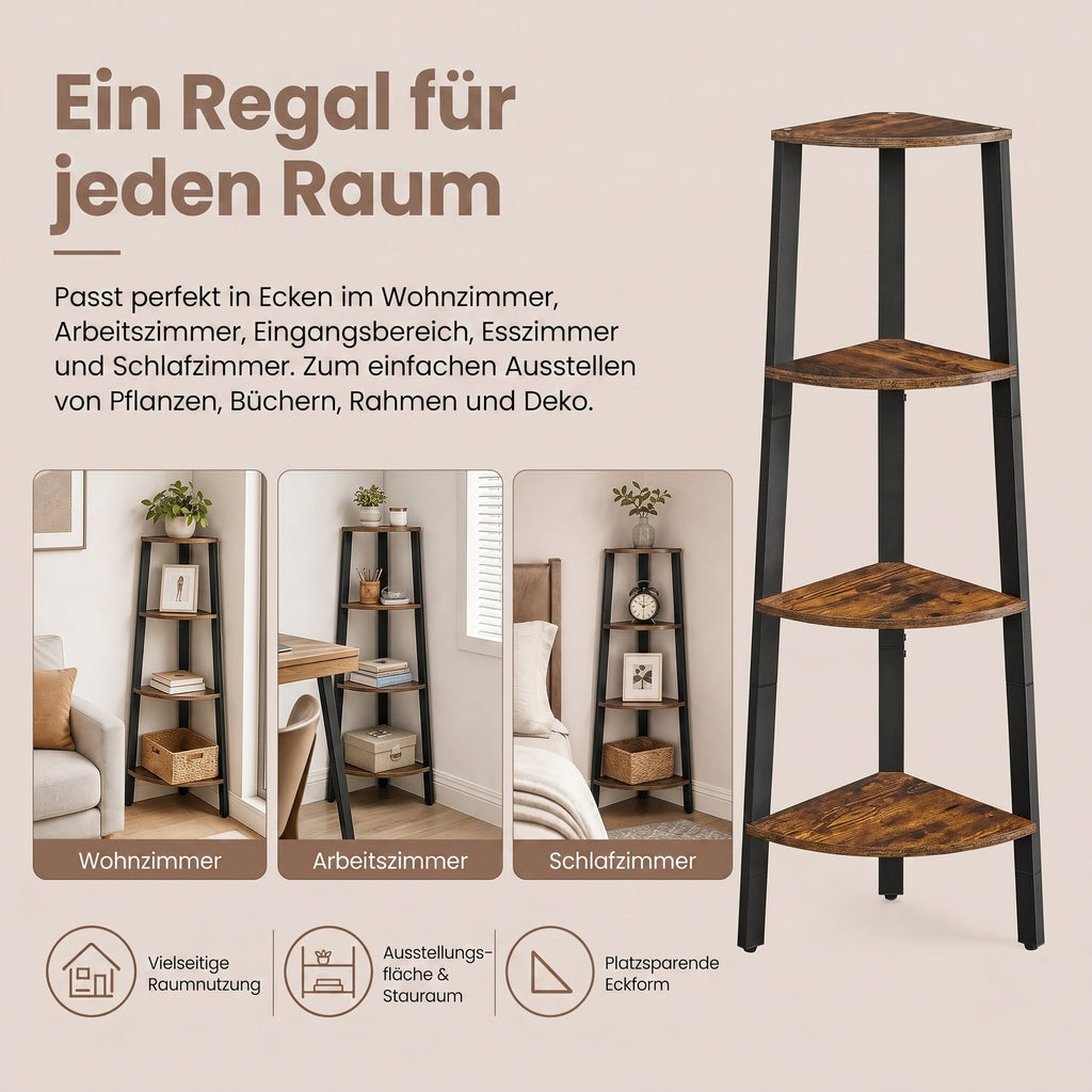 Industrie-Design Eckregal 4 Ablagen
