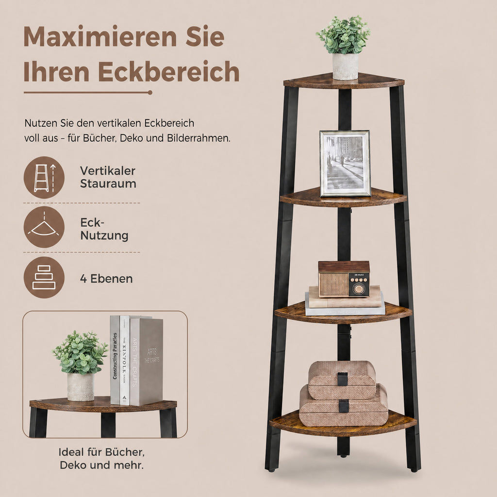 Industrie-Design Eckregal 4 Ablagen