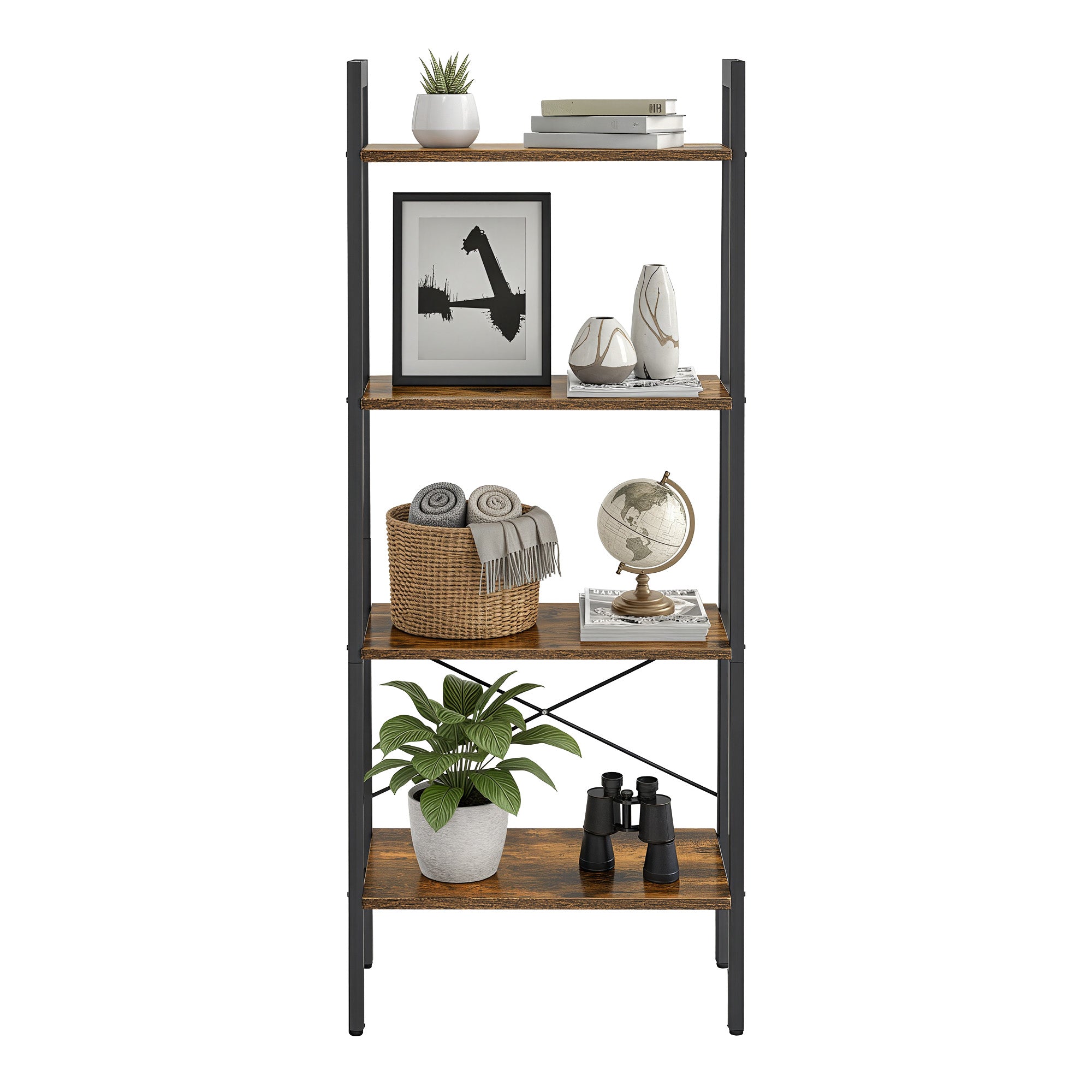 Standregal mit 4 Ebenen, Bücherregal, modern