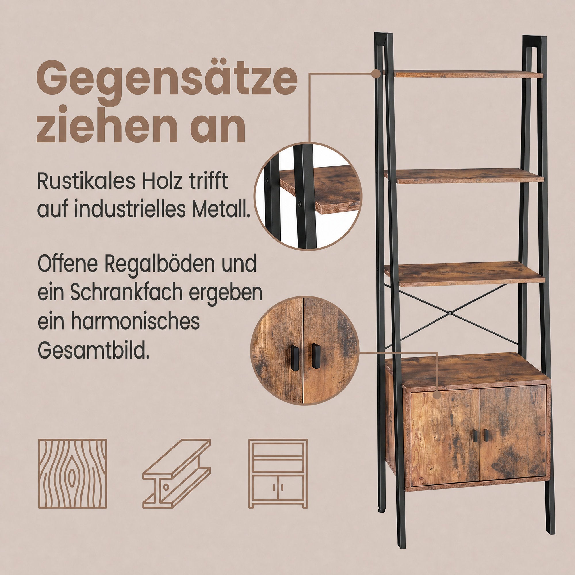 Industrie-Design Standregal 4 Ablagen