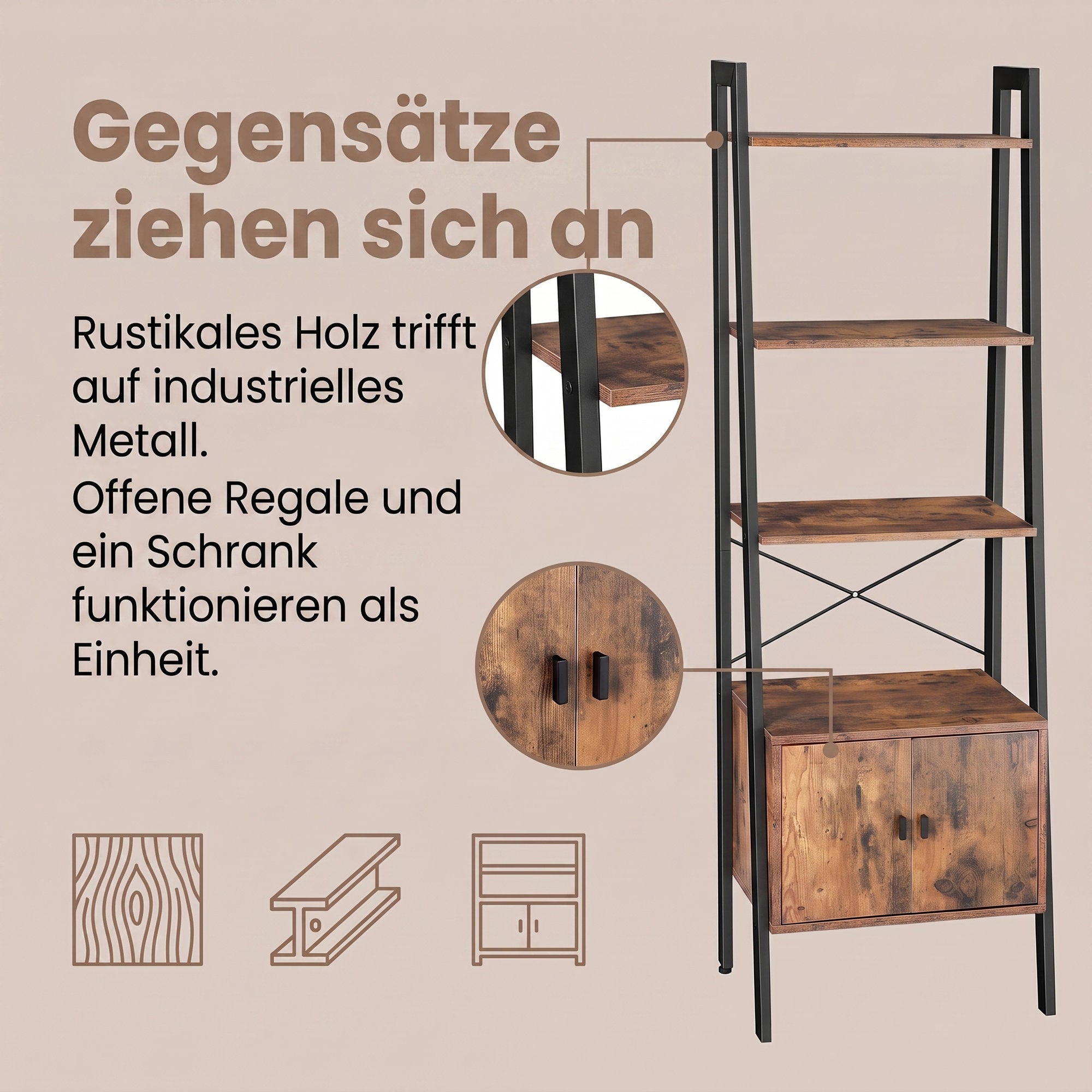 Industrie-Design Standregal 4 Ablagen