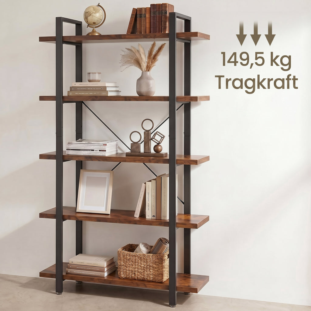 Bücherregal, Standregal mit 5 Ebenen, Regal