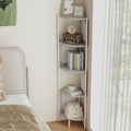Eckregal mit 5 Ebenen, Bücherregal, Polyrattan-Seitenplatten