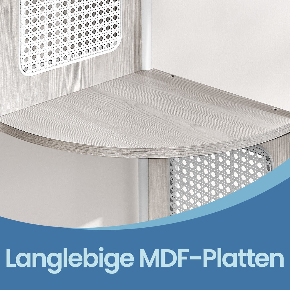 Eckregal mit 5 Ebenen, Bücherregal, Polyrattan-Seitenplatten