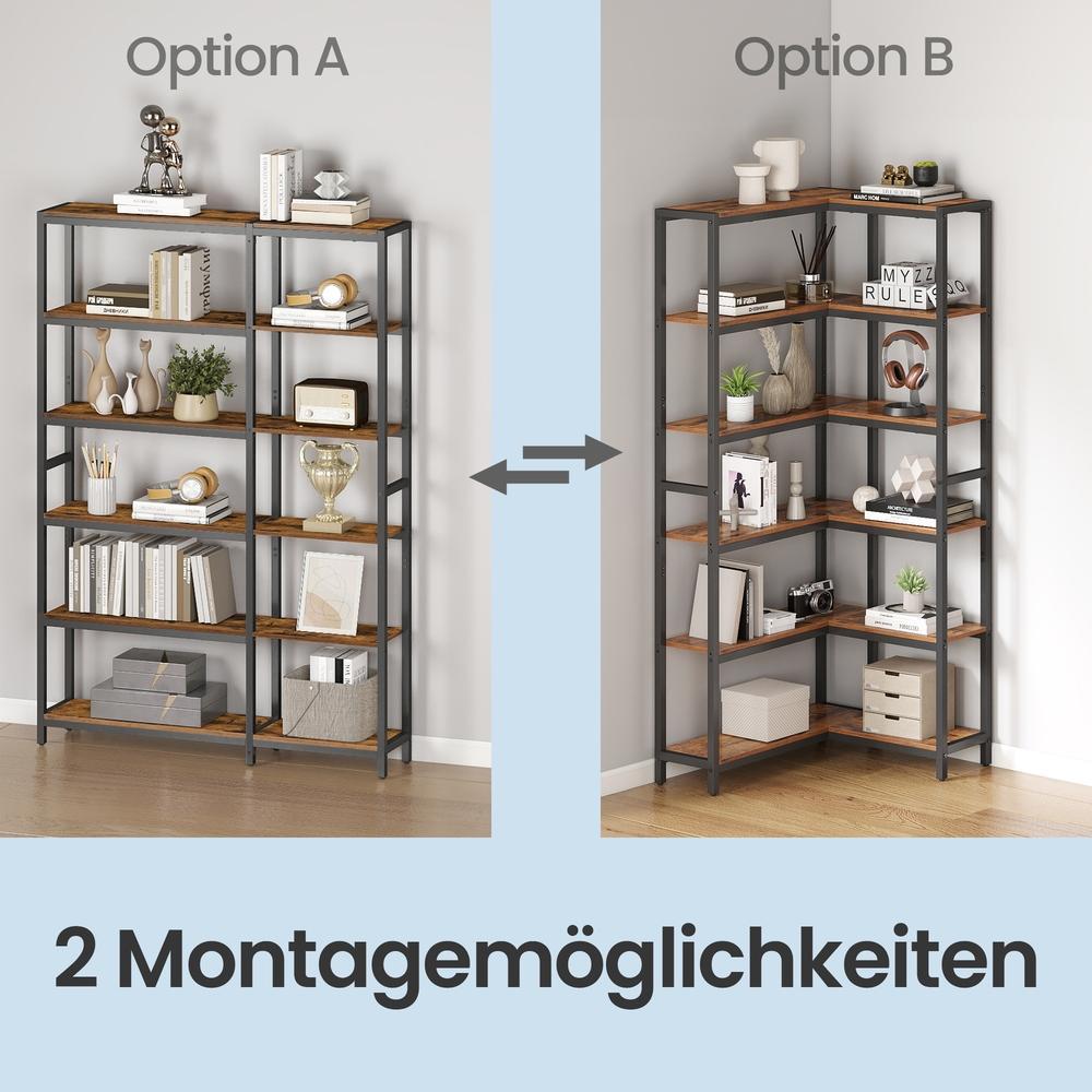 6 stöckiges Bücherregal, Leiterregal, Eckregal