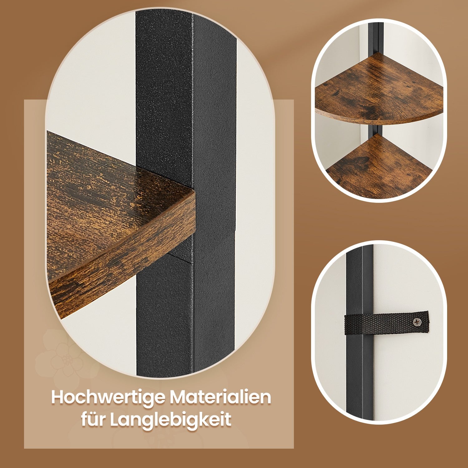 5 stufiges Eckregal, Industriestil, Mehrzweckregal