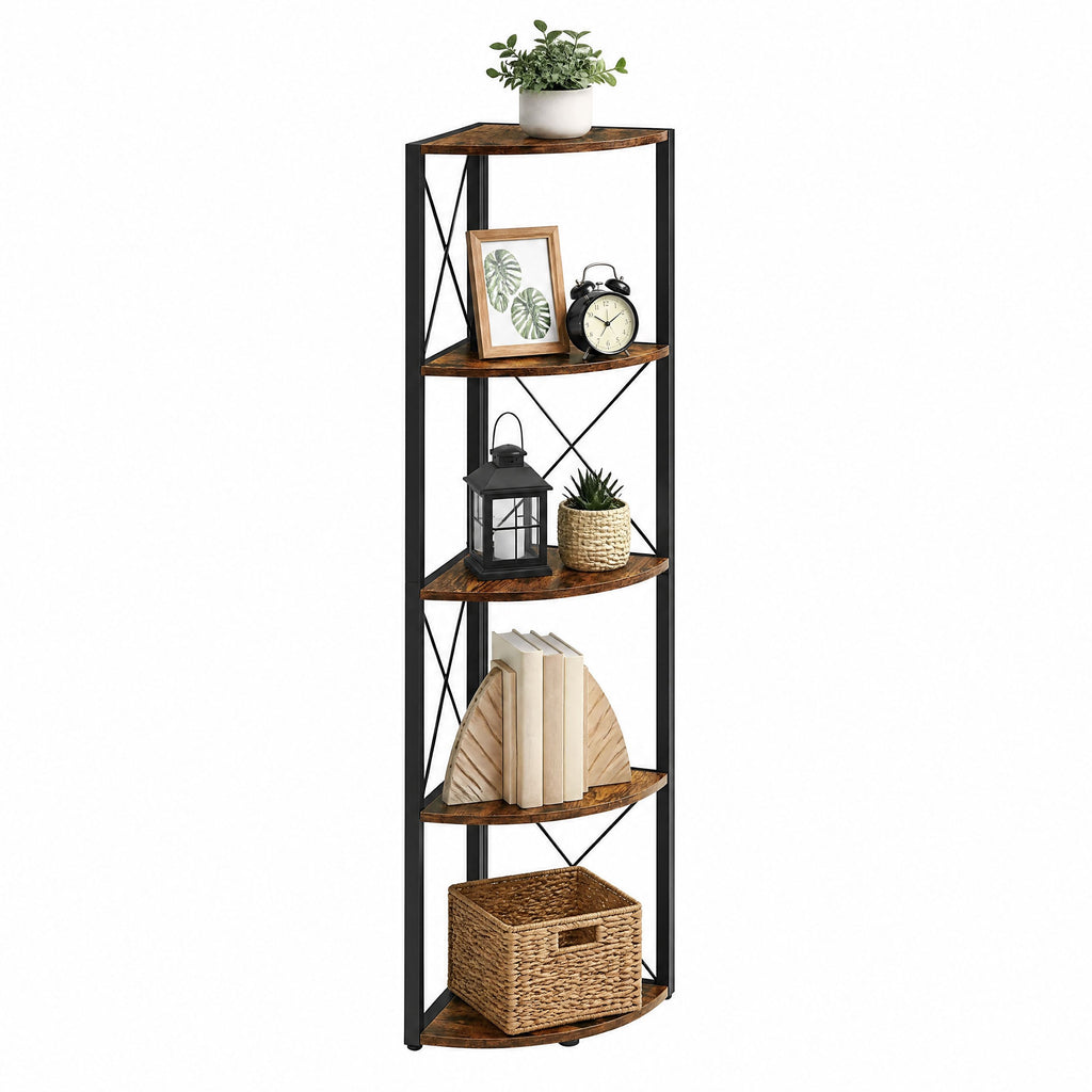 Eckregal mit 5 Ebenen, 160 cm hoch, Bücherregal