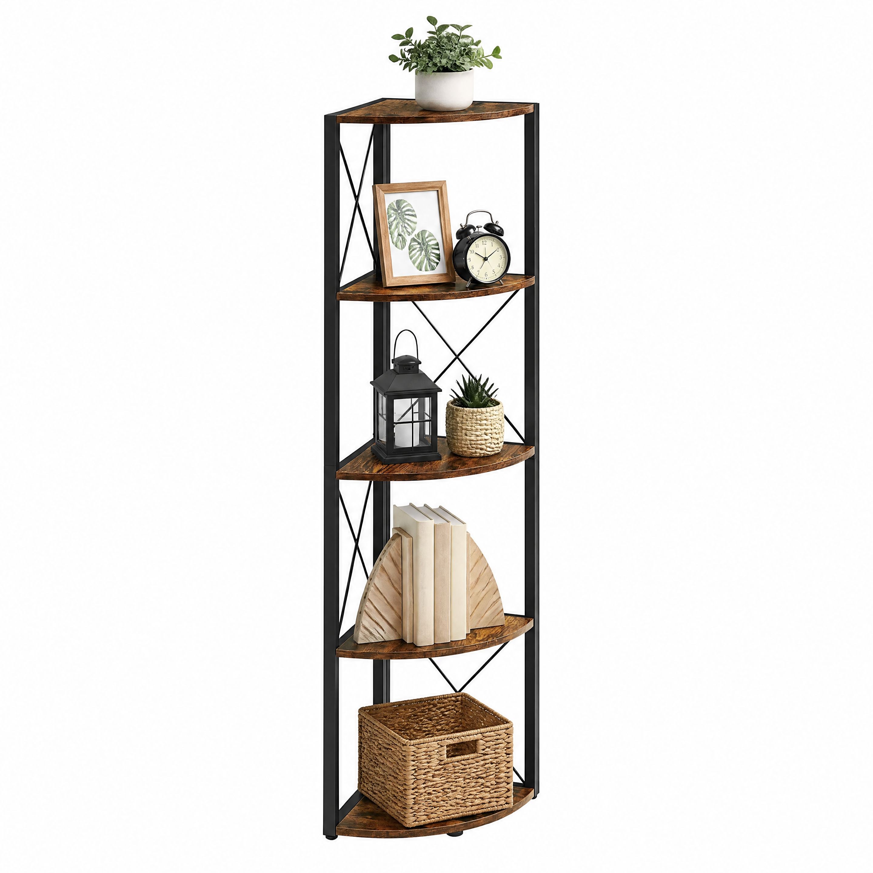 Eckregal mit 5 Ebenen, 160 cm hoch, Bücherregal