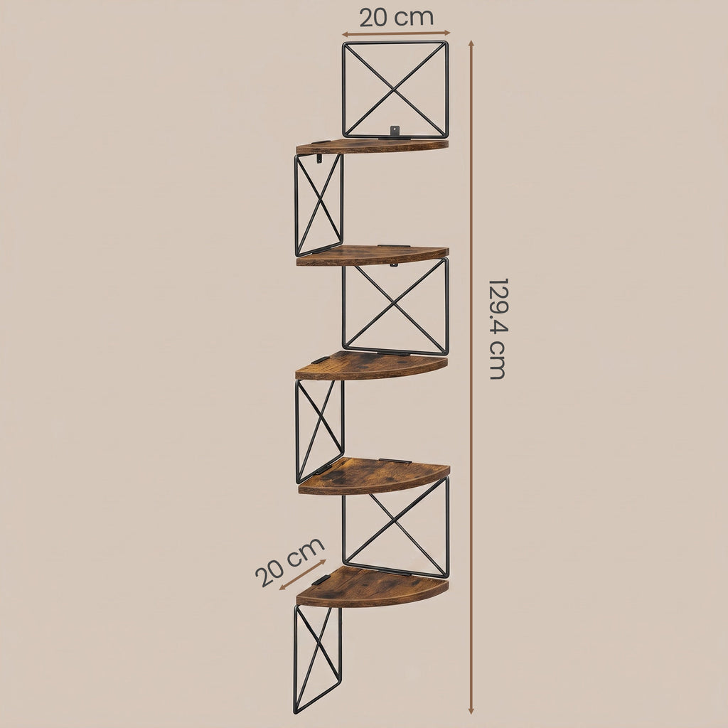 Eckregal, Bücherregal Zickzack-Design, 5 Ebenen