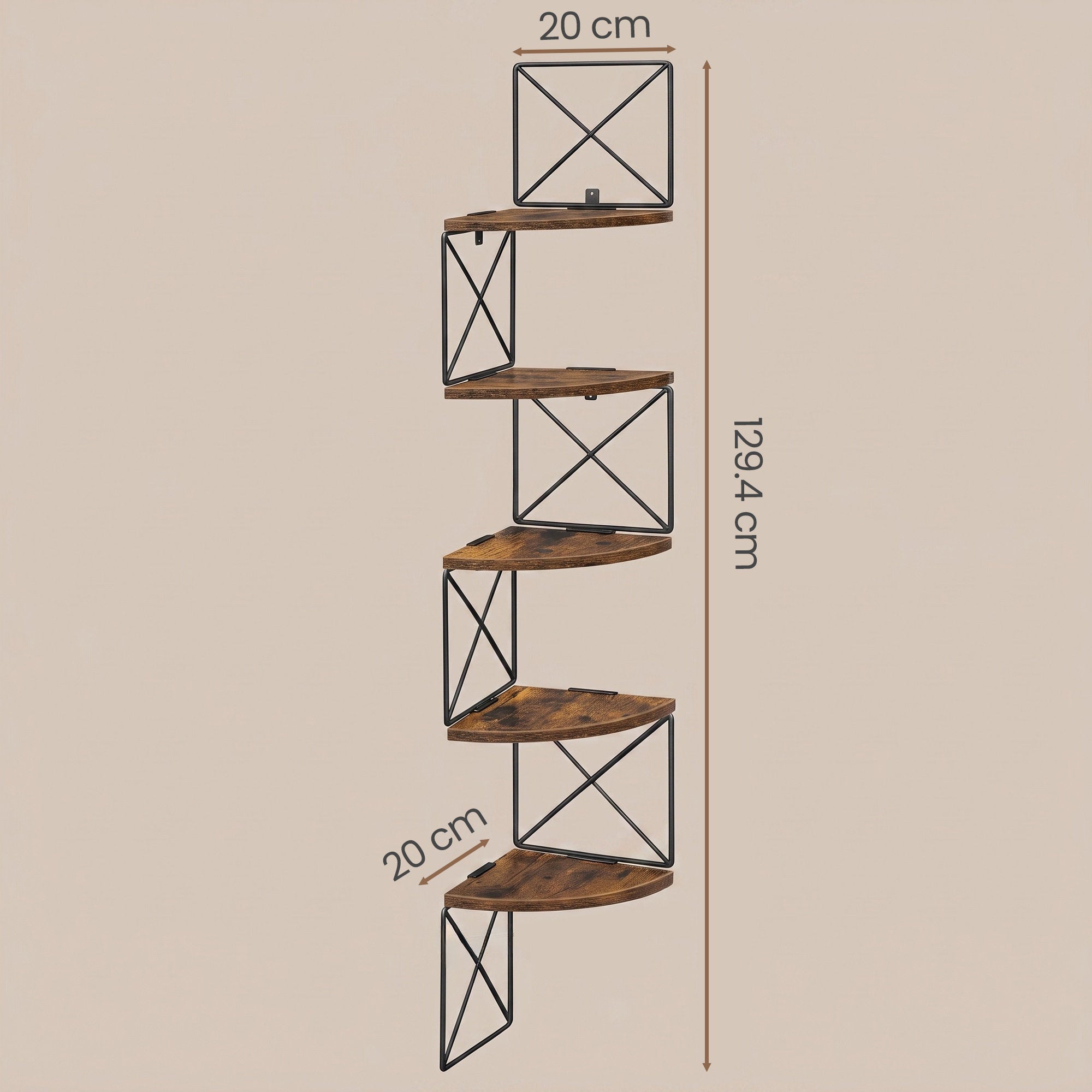 Eckregal, Bücherregal Zickzack-Design, 5 Ebenen