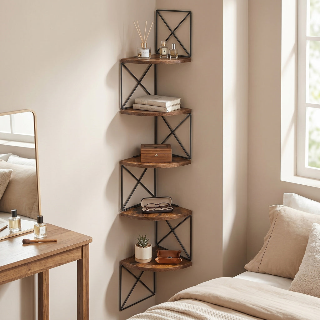 Eckregal, Bücherregal Zickzack-Design, 5 Ebenen